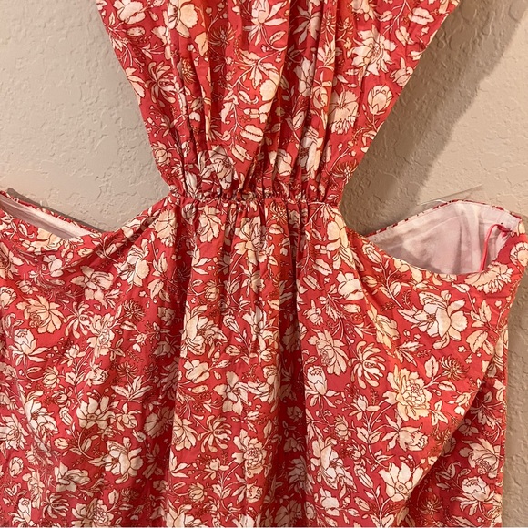 J.Crew Twist-Back Midi Dress Pink Floral Cutout Open Back Slit Size 18 - Picture 5 of 12